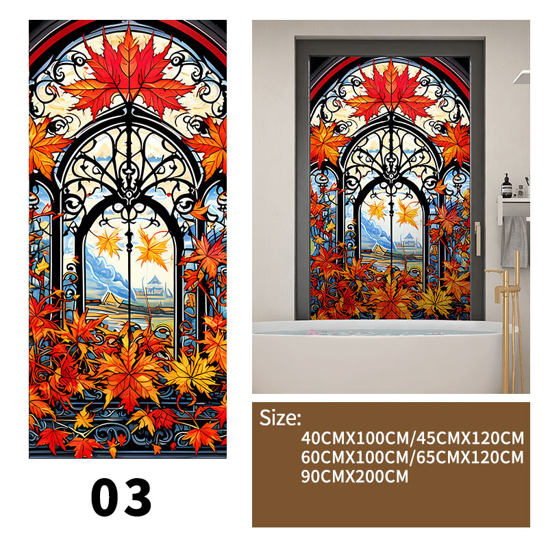 40x100cm/45x120cm Colorful Stained Glass Film Modern Art European Decor Privacy