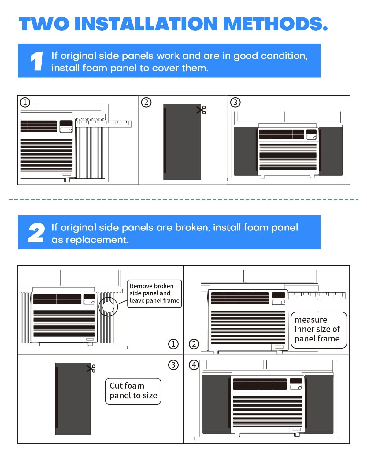 Window AC Side Panels 2 Pack Ac Window Seal Kit Window Well Ac Cover Panels