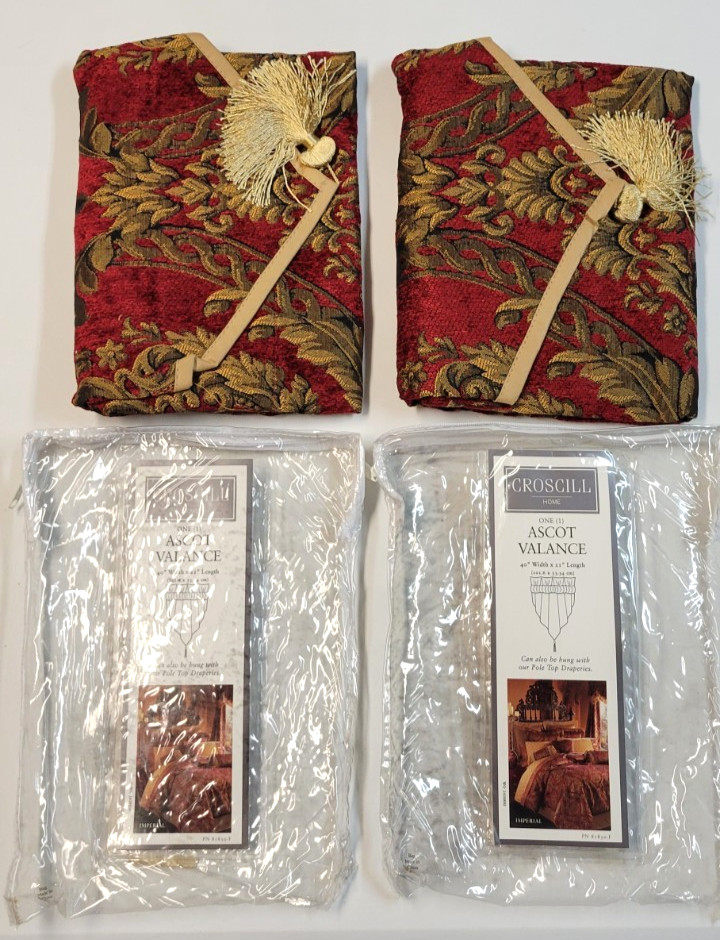 Croscill Imperial ( 1 ) Ascot Valance 40×21 Red w/ Gold Tassel PLS READ Multi