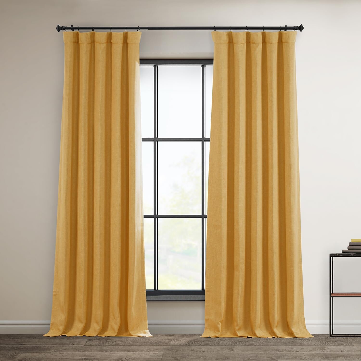 Faux Linen Room Darkening Curtains 120 Inches Long 48” Wide, Fully Lined