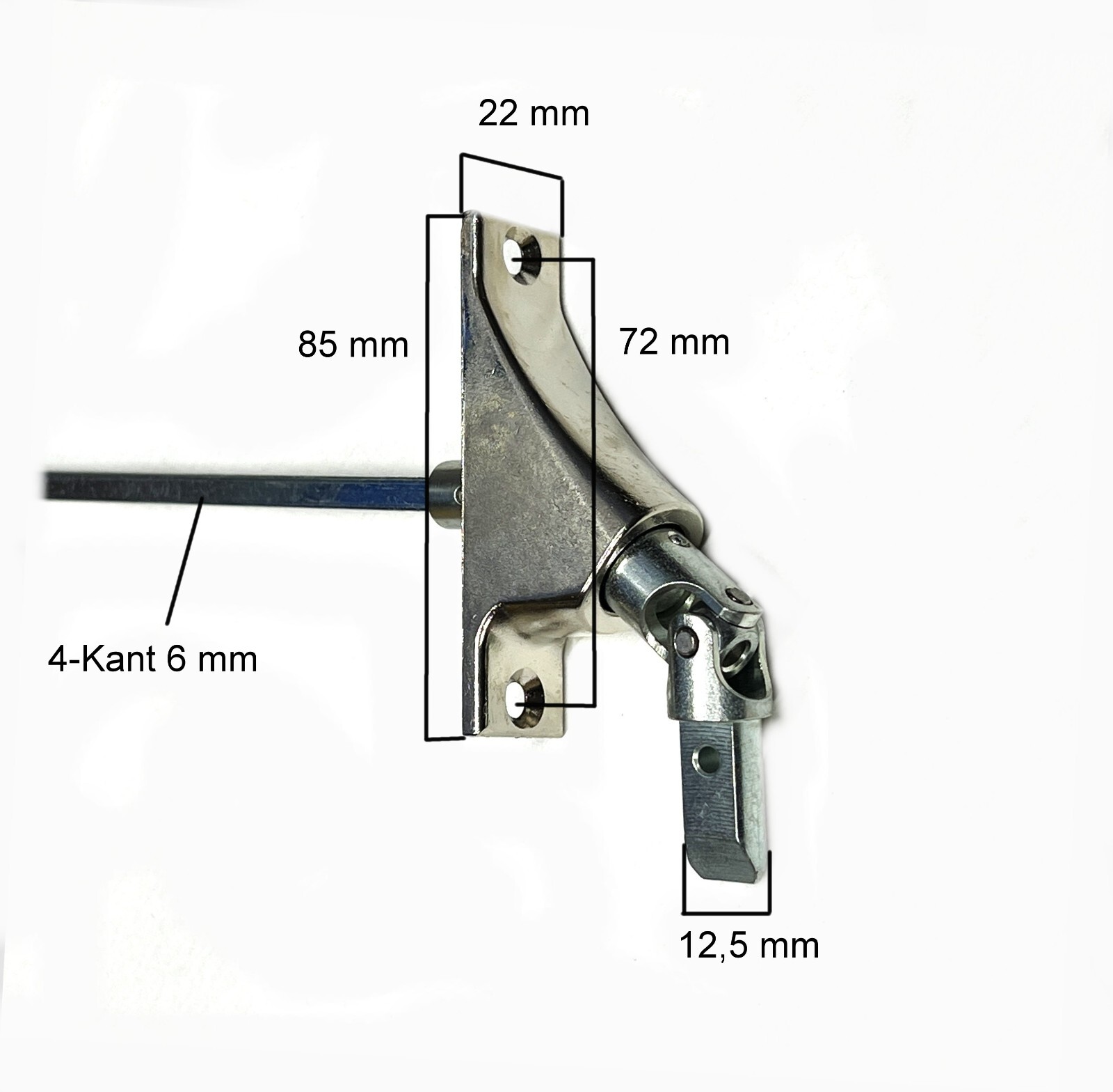 Roller Shutter Crank Joint 90° Crank Joint 22×85 4-Sided 8 x 500 mm Flat, Clips GE