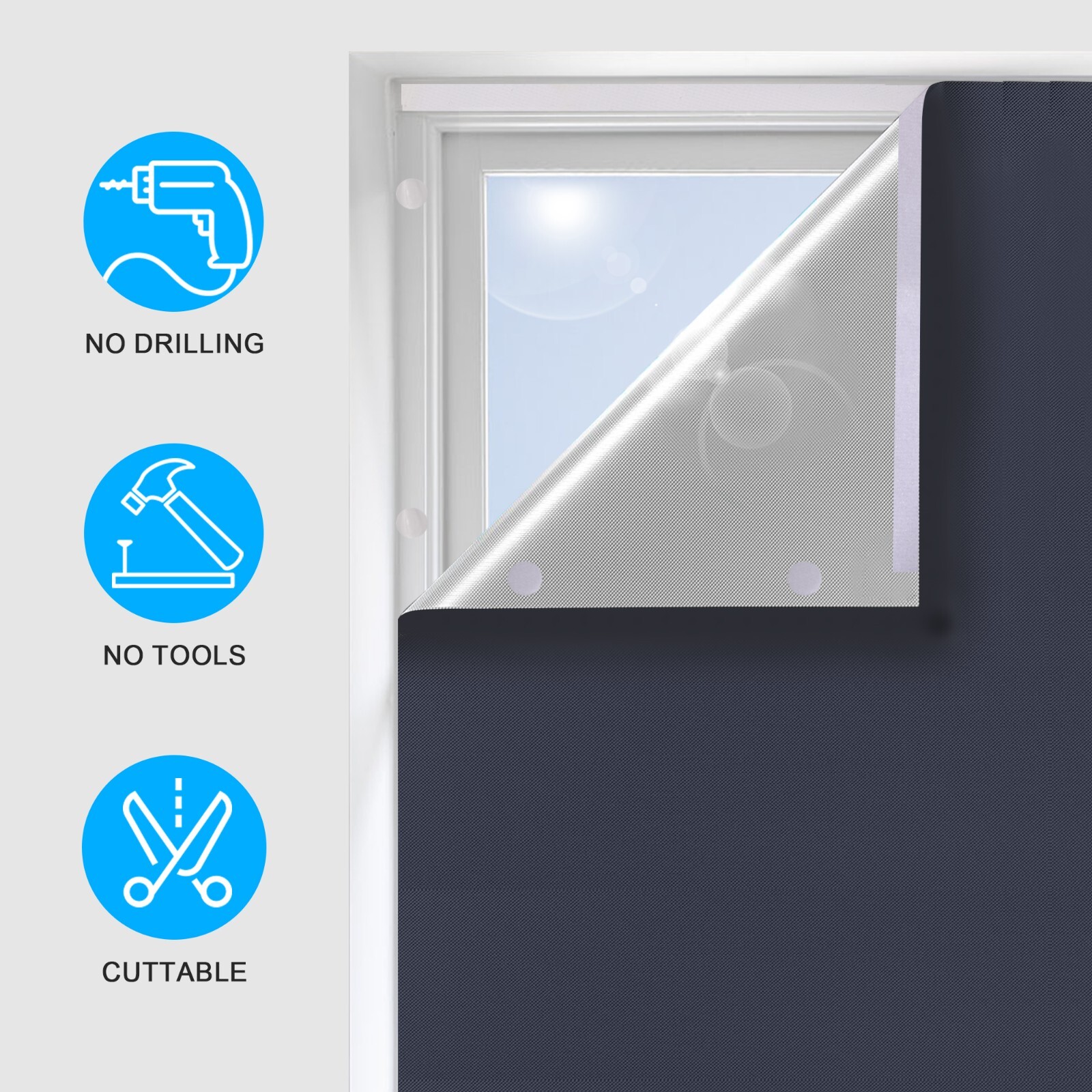 100% Blackout Curtains Cuttable DIY Window Blackout Shades Thermal Insulated