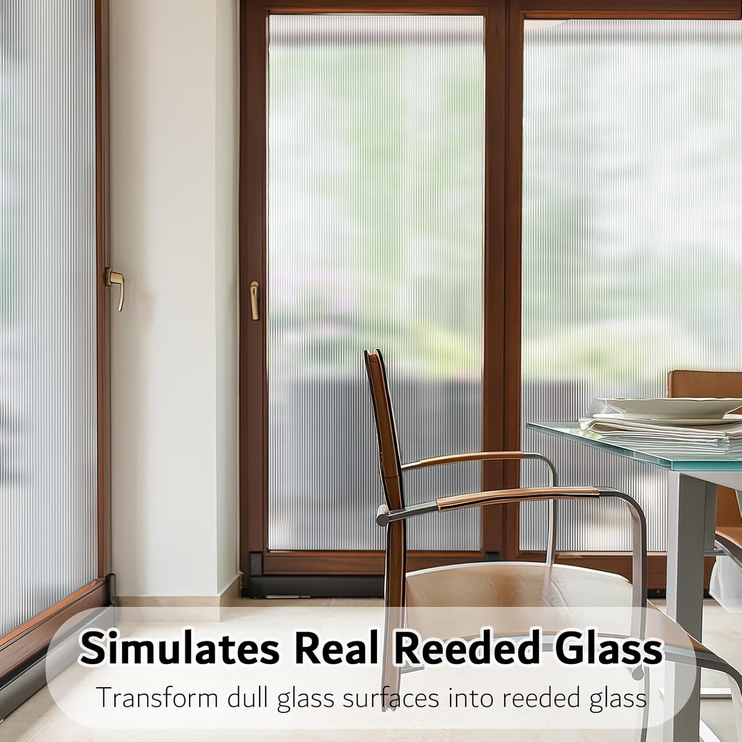 VELIMAX Reeded Glass Window Film, 17.7×78.7 (45x200cm), Frosted