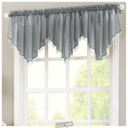 Erica Crushed Voile Valance Charcoal 51″W x 24″ L