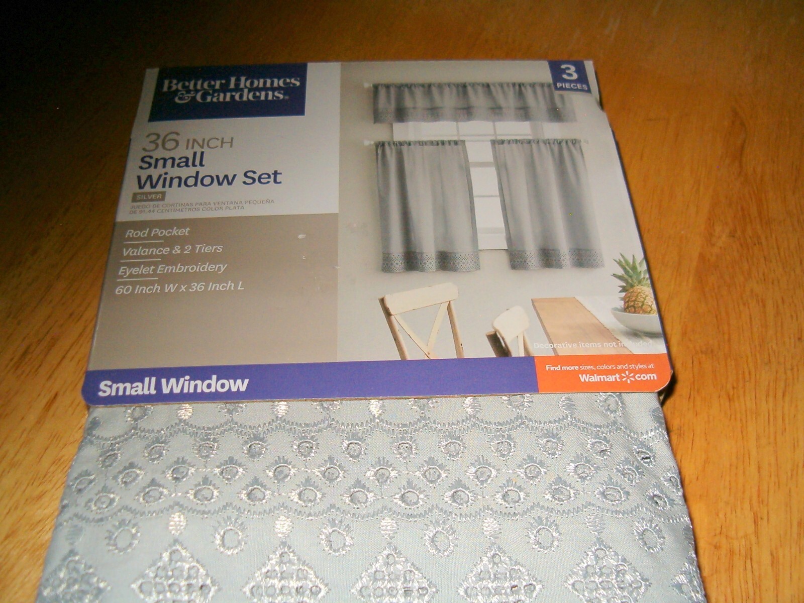 Better Home & Gardens EYELET EMBROIDERY Window Curtain Set Soft Silver Gray
