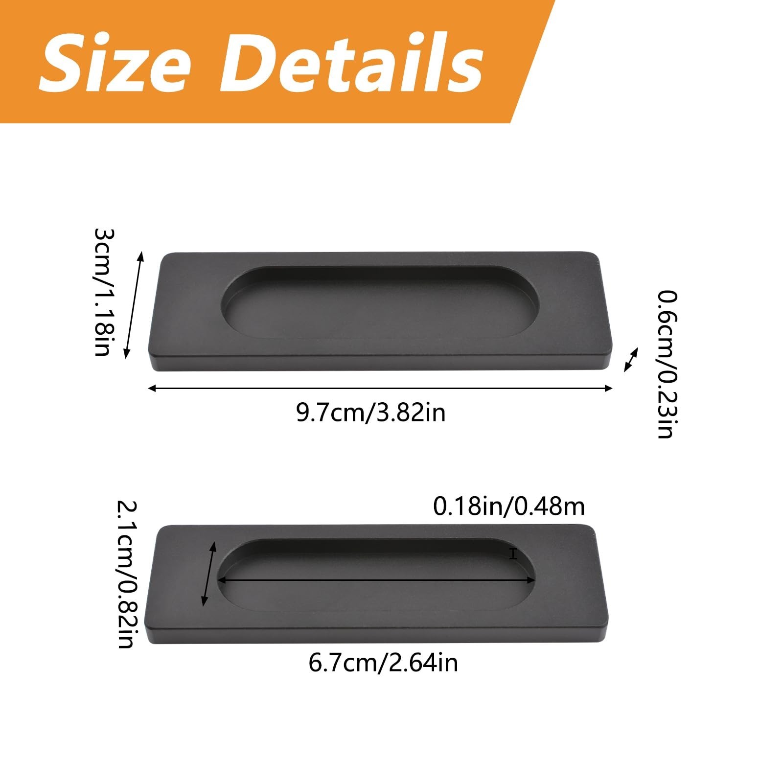 MOROBOR Self-Stick Rectangular Sliding Door Pulls, 8 pcs Aluminum Alloy Hidde…