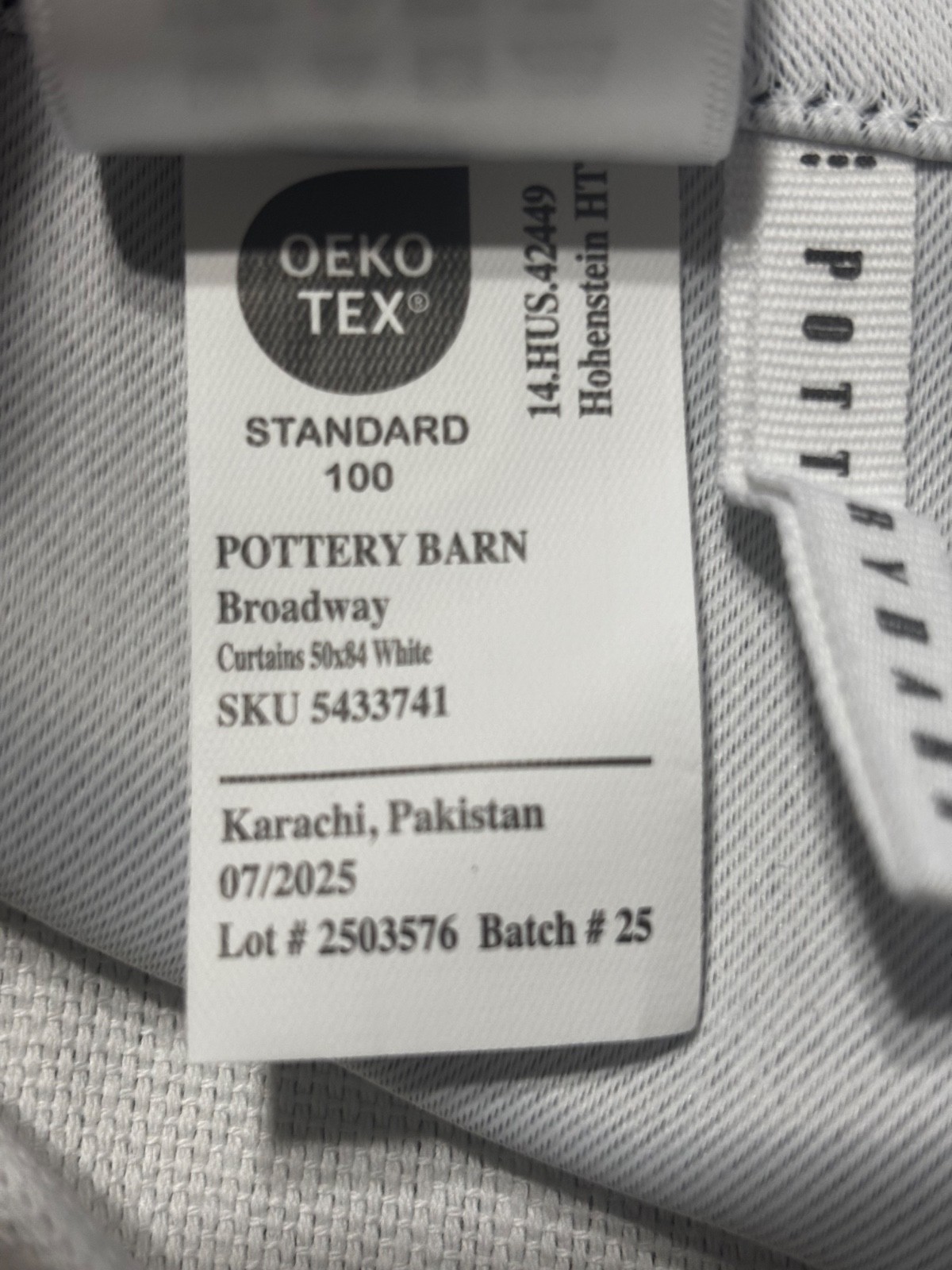 New Set/2 Pottery Barn Broadway Curtain, 50″ x 84″ Blackout White