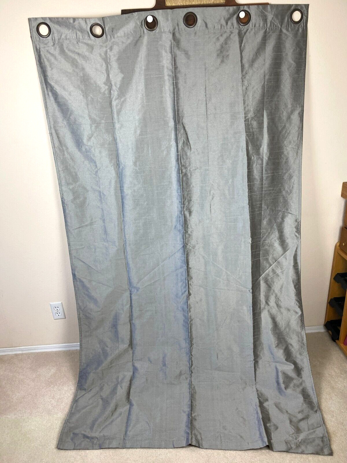 World Market Polyester Curtains Silver 2 Lined Curtains 48″ X 84″ Grommets flaws