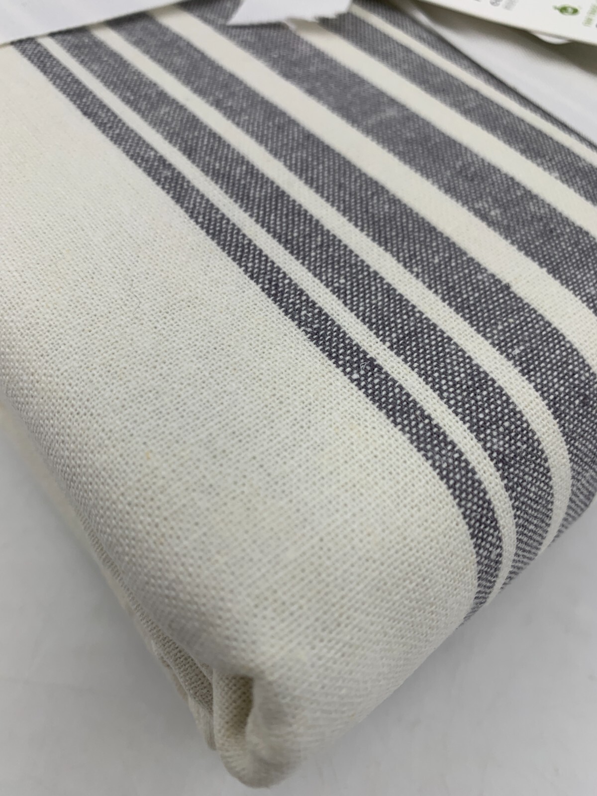 Pottery Barn Riviera Stripe Drape Panel Curtain Blackout Charcoal Gray 84″ Q128