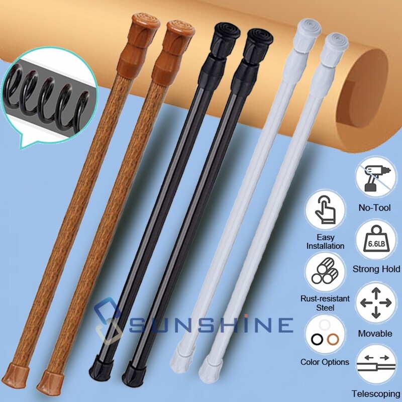 2-6PCS Curtain Tension Rods | 15 to 45 inches(Approx.) Spring Curtain Rod Set