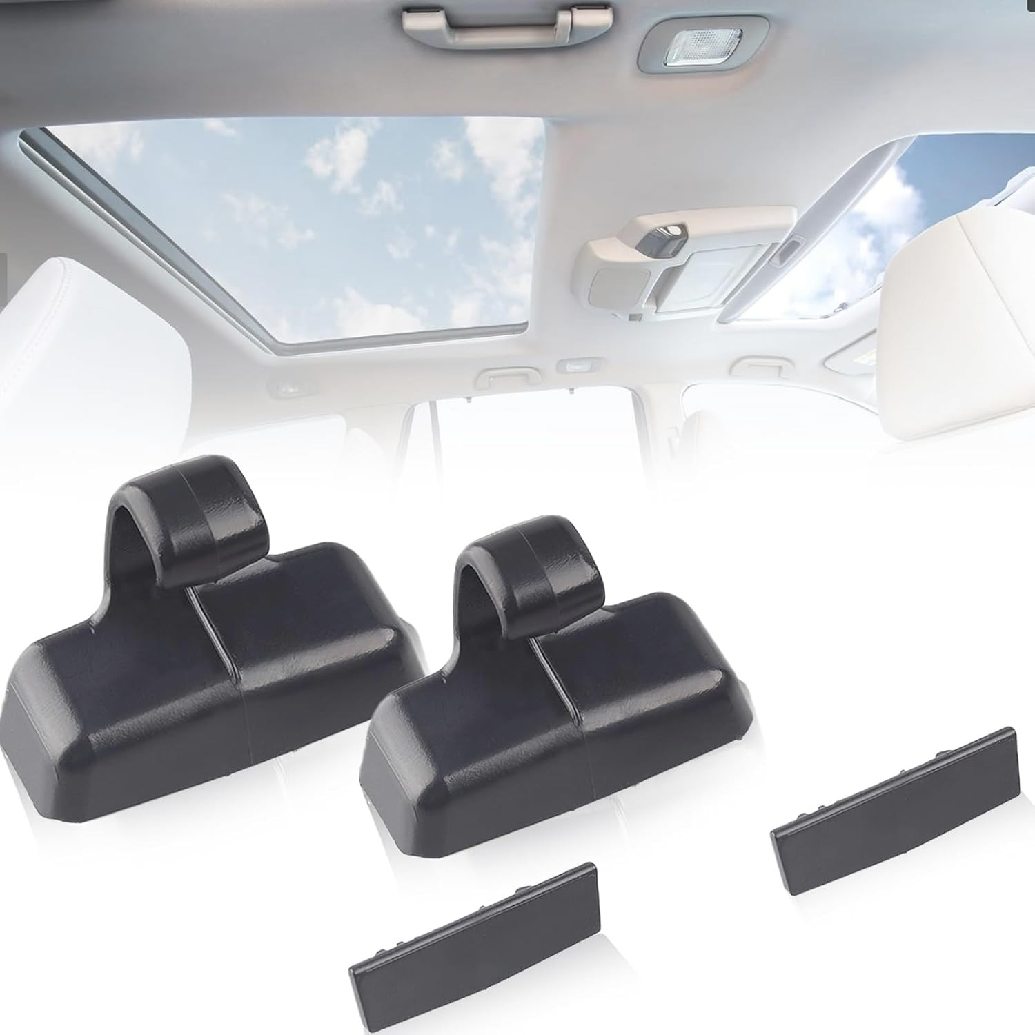 Rear Sun Shade Hook Clip with Cover Kit Black Compatible with Honda Pilot