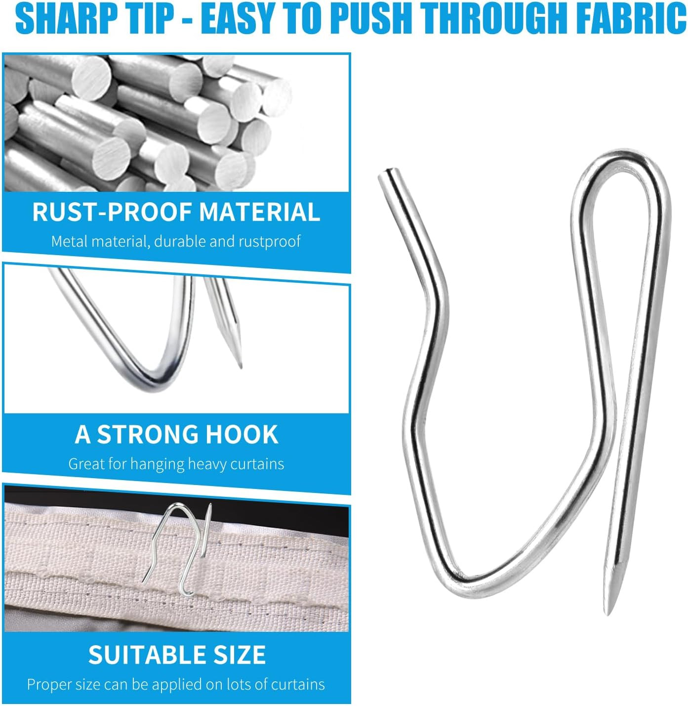 140 Pcs Metal Curtain Hooks S Shaped Drapery Pins Stainless Steel Curtain Clips