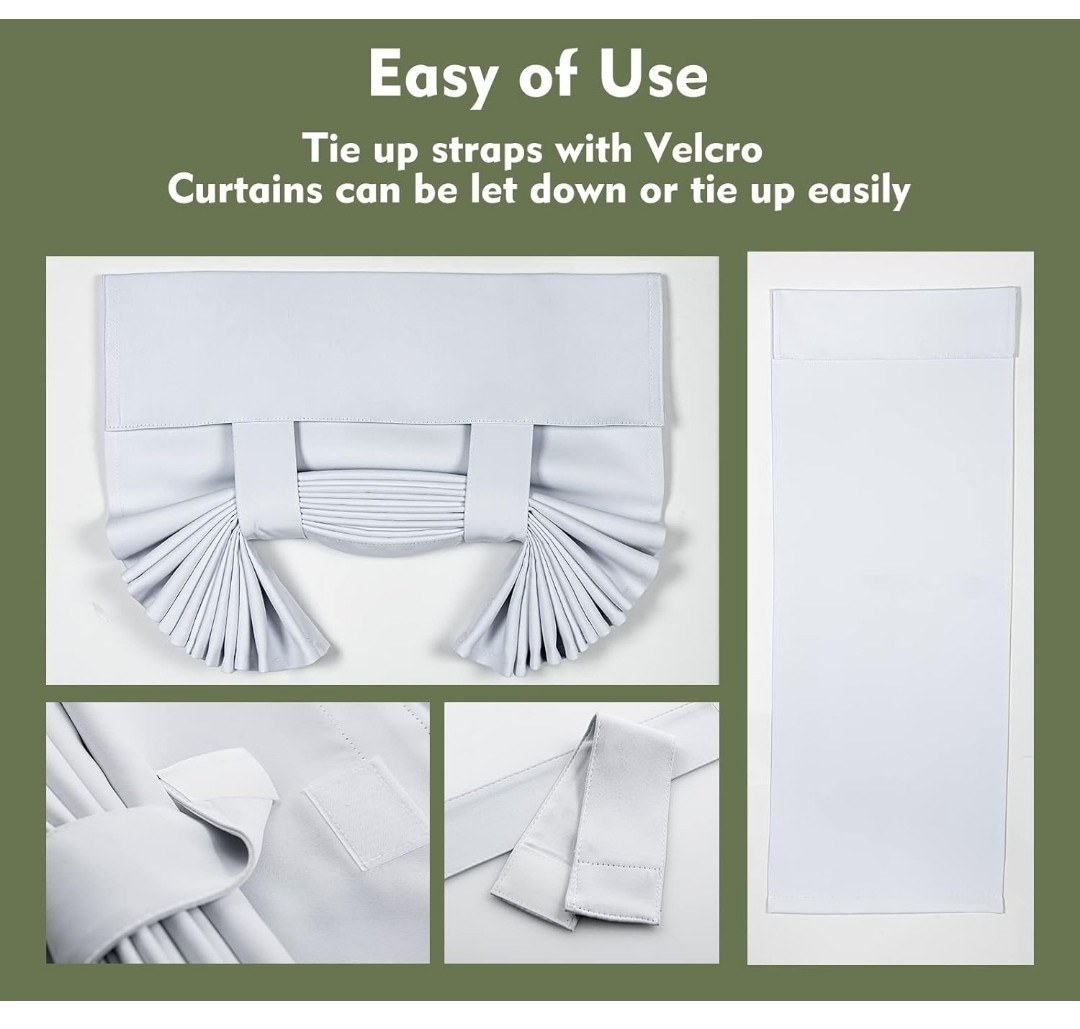 PI Blackout Curtain, 1 Panel, W26XL68, White, Thermal Insulated, for…