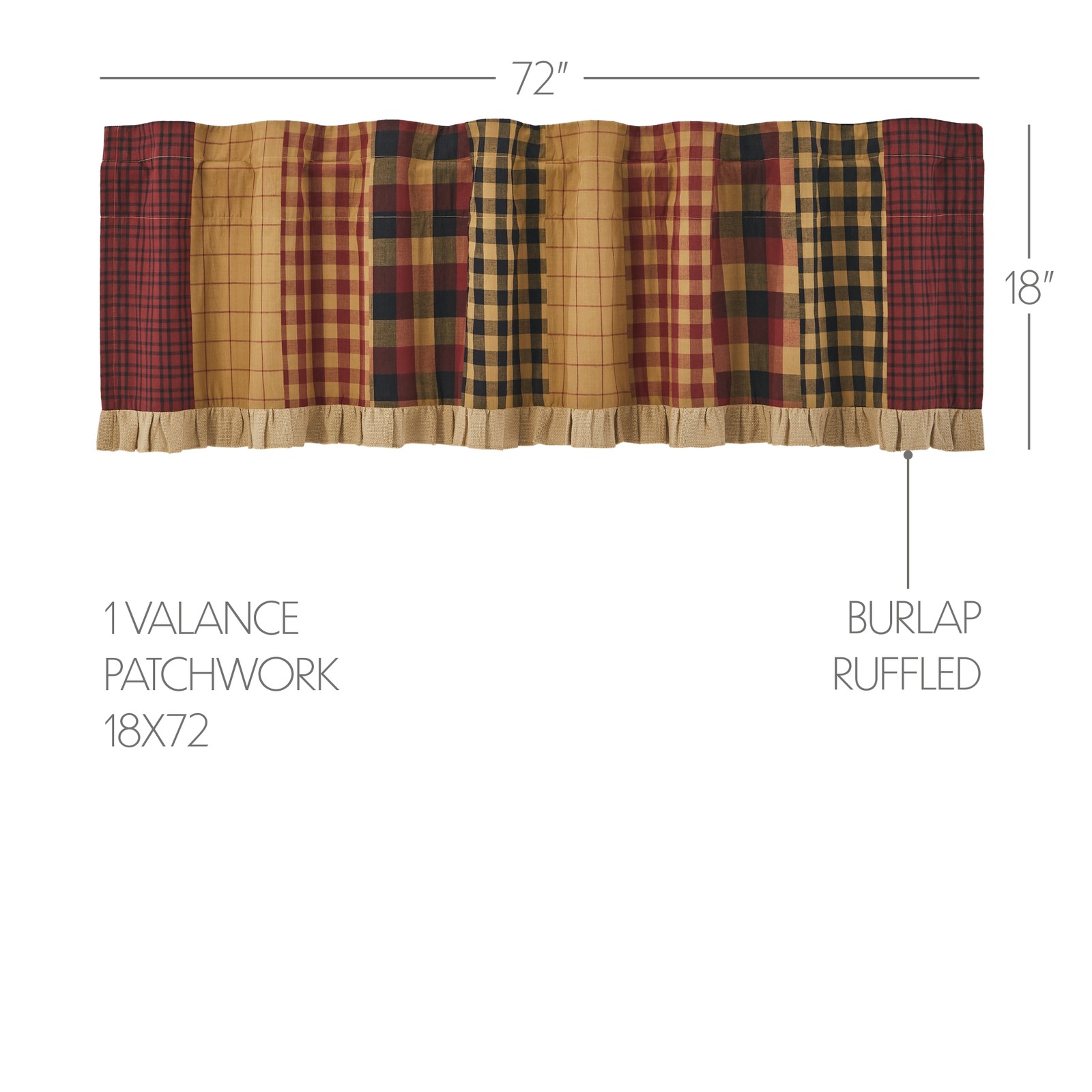 VHC Brands Connell Patchwork Valance 18×72