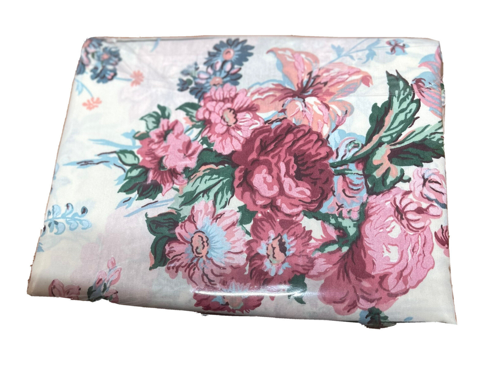 Vintage Blouson Valance Green Stripe & Pink Floral 86″ x 15″ NOS Usa Made