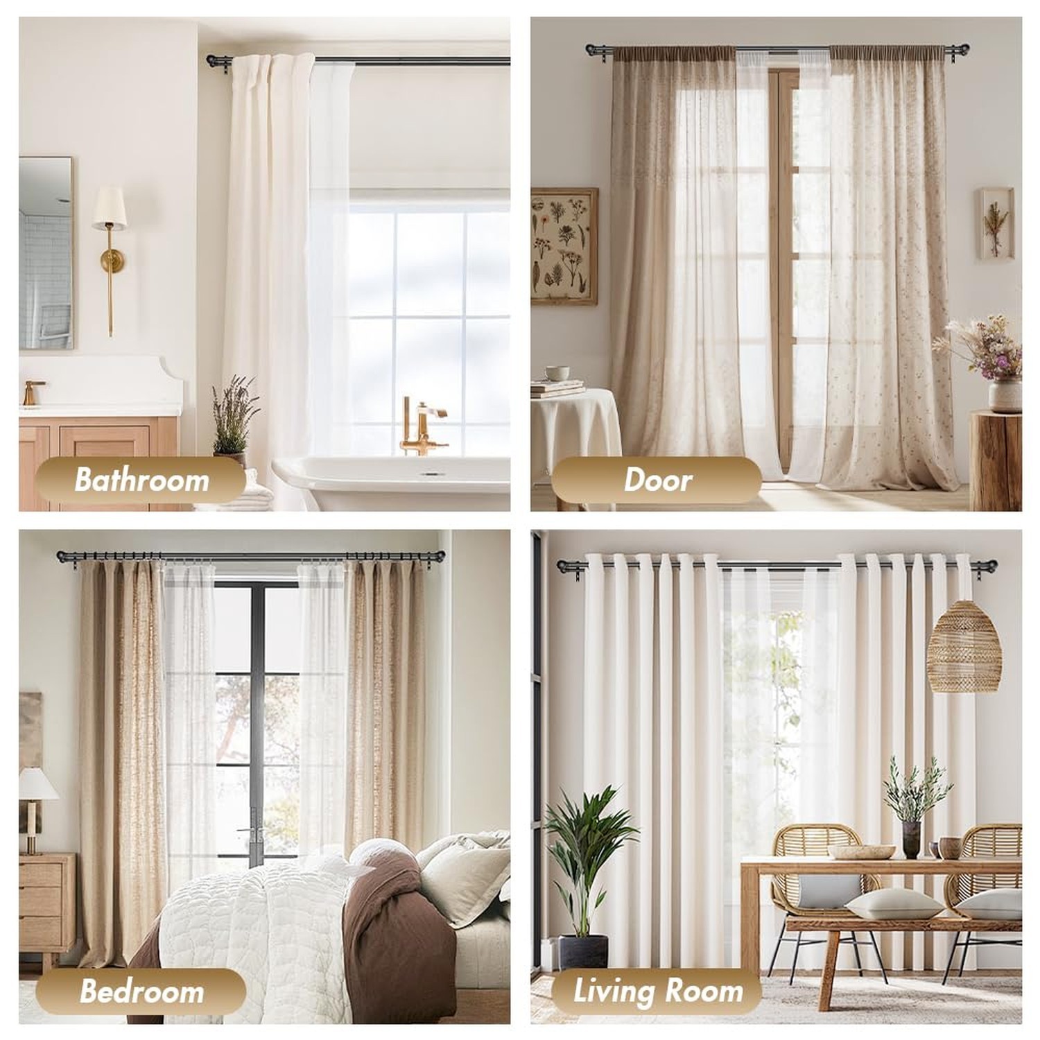 GXOACKJ Double Curtain Rods for Windows 72-144 Inches Length, Adjustable Heav…