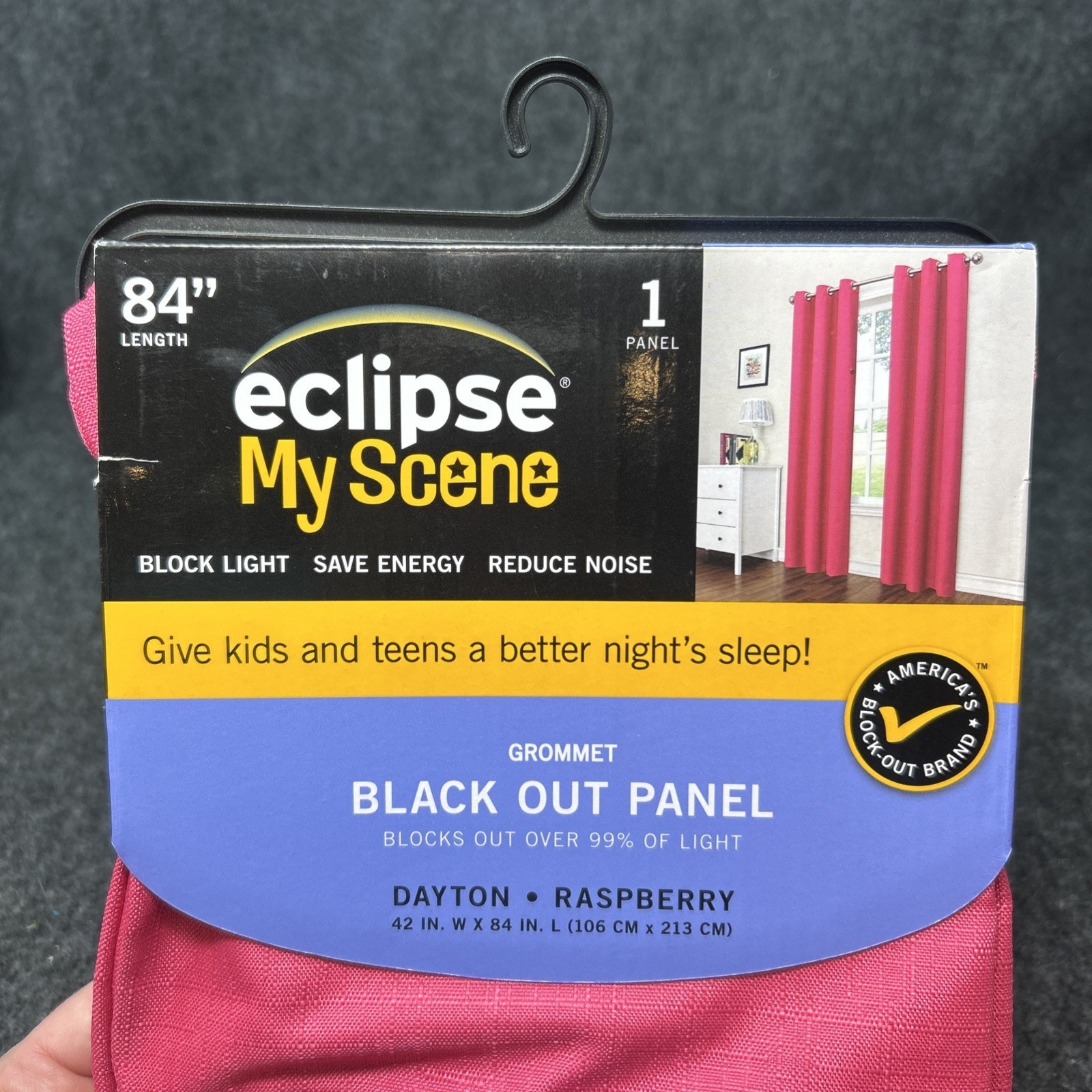 NEW Eclipse My Scene Blackout Curtain Panel Dayton Raspberry 42″ x 84″ Grommet