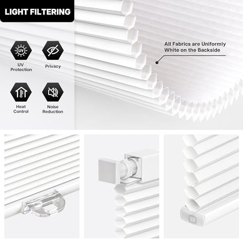 Cordless Cellular Shades – No Tools – No Drill – Honeycomb Shades