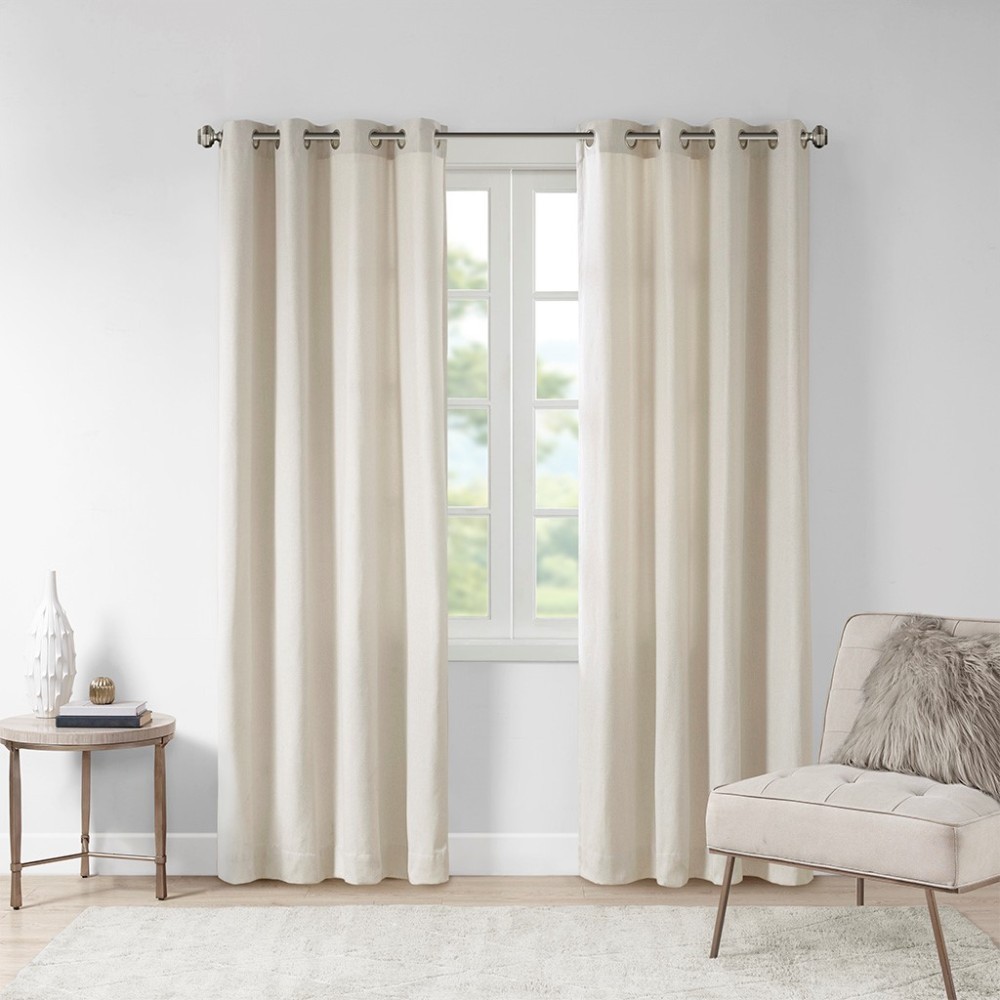Plaid Rod Pocket and Back Tab Curtain Panel with Fleece Lining Brown 50×95″
