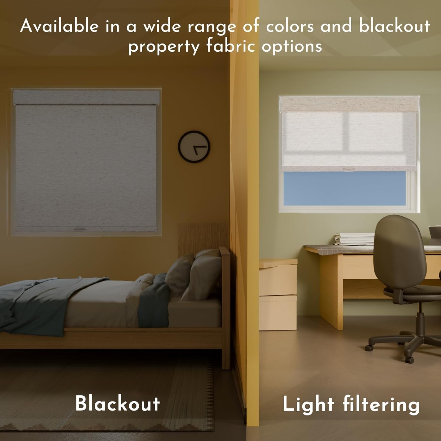 Persilux Blackout Roller Shades for Window Blinds,Cordless,Linen Cream 40Wx72H