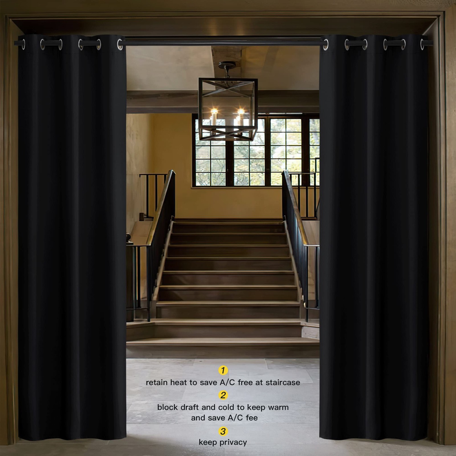 Soundproof Thermal Insulated Blackout Curtain Thermal Insulated Solid Grommet…