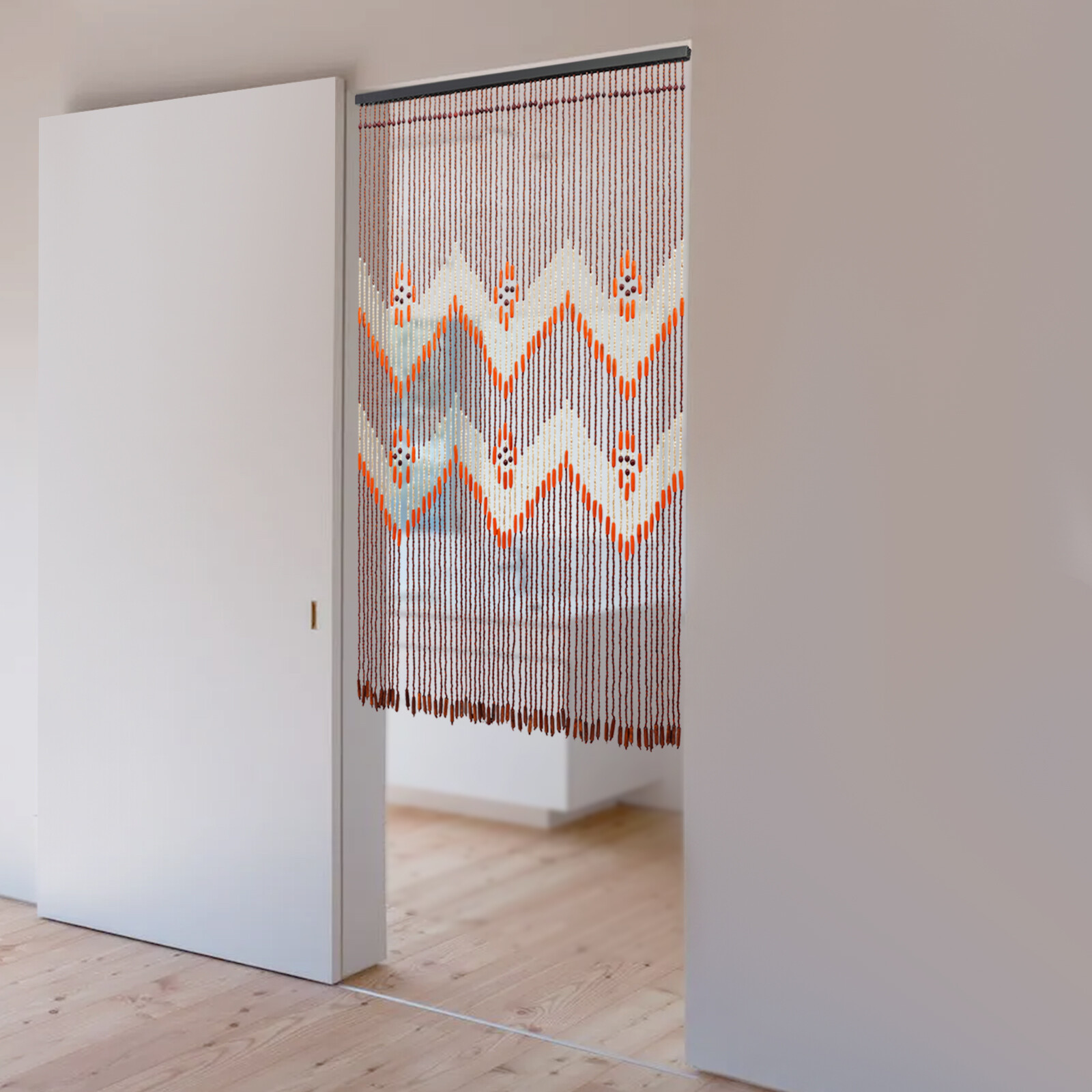 Wavy Shape Door String Curtains for Doorways Bamboo Door Curtain Privacy Decor