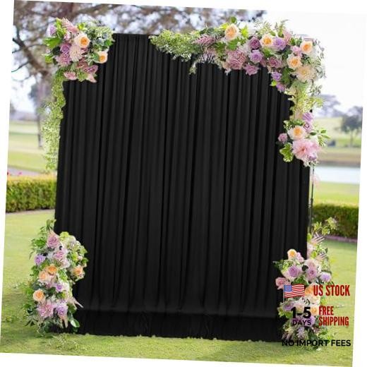 Backdrop Curtains for Parties – 10ft x 8ft Party 60″W x 96″L (Pack of 2) Black