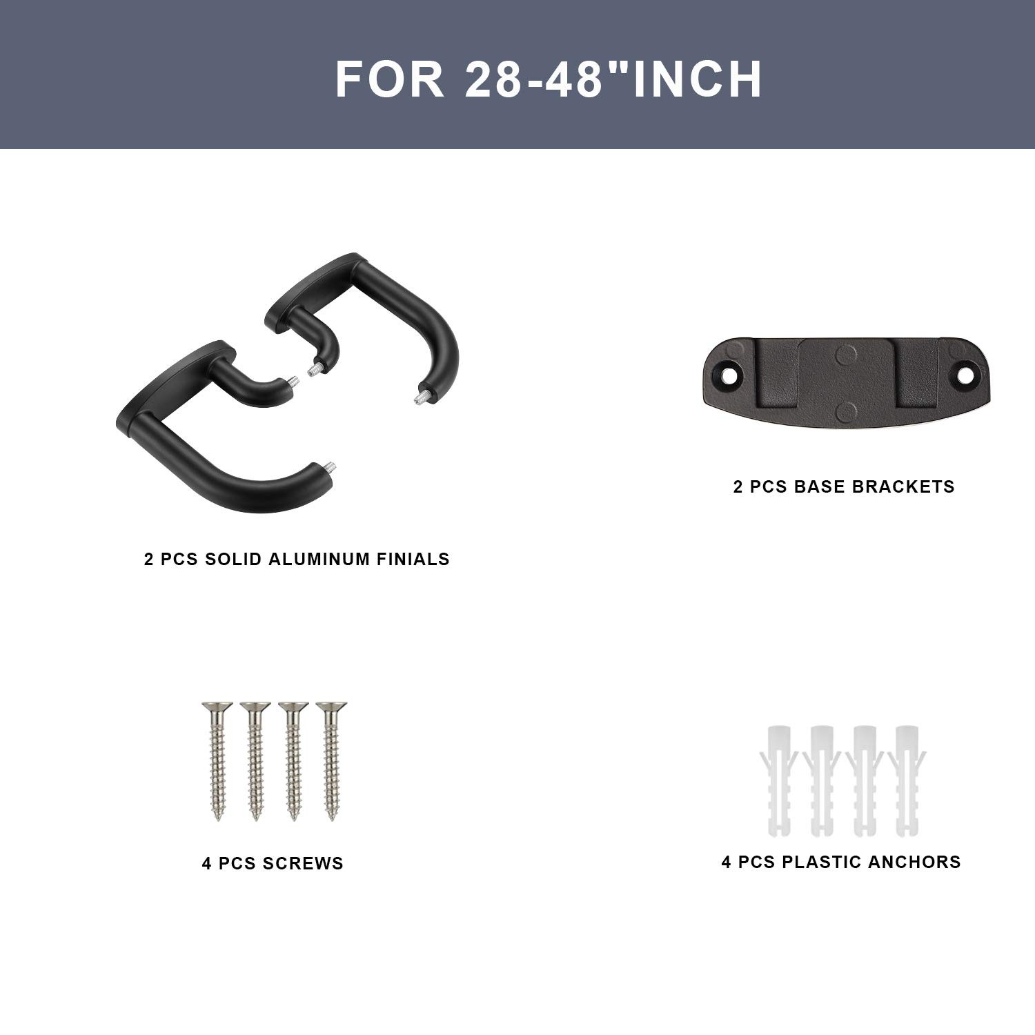 Double Curtain Rods Matte Black,Room Darkening Curtain Rod 28-48 Inches,Adjustab