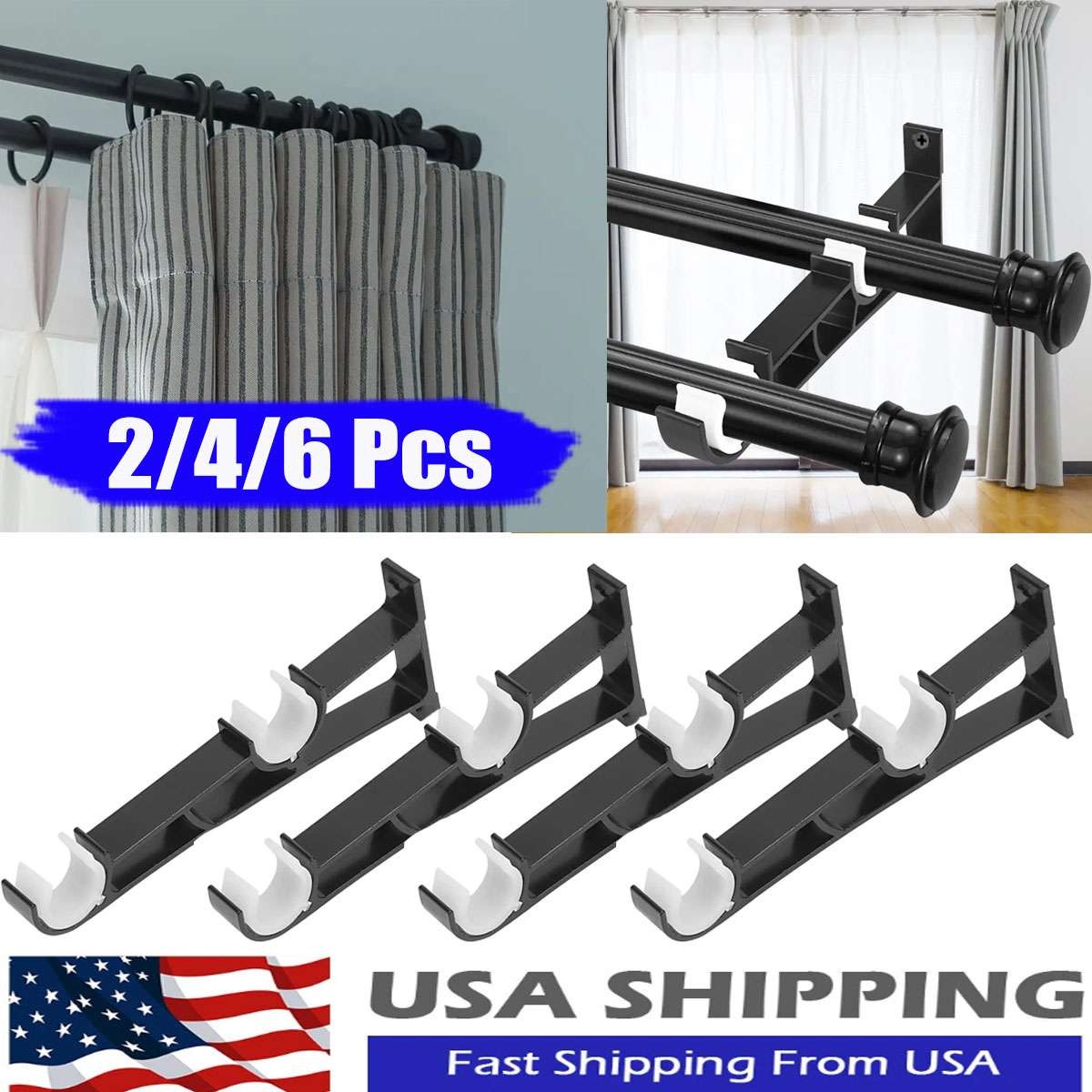 Hang Curtain Bracket Rod Holders Single Hook Into Window Frame Aluminum Alloy