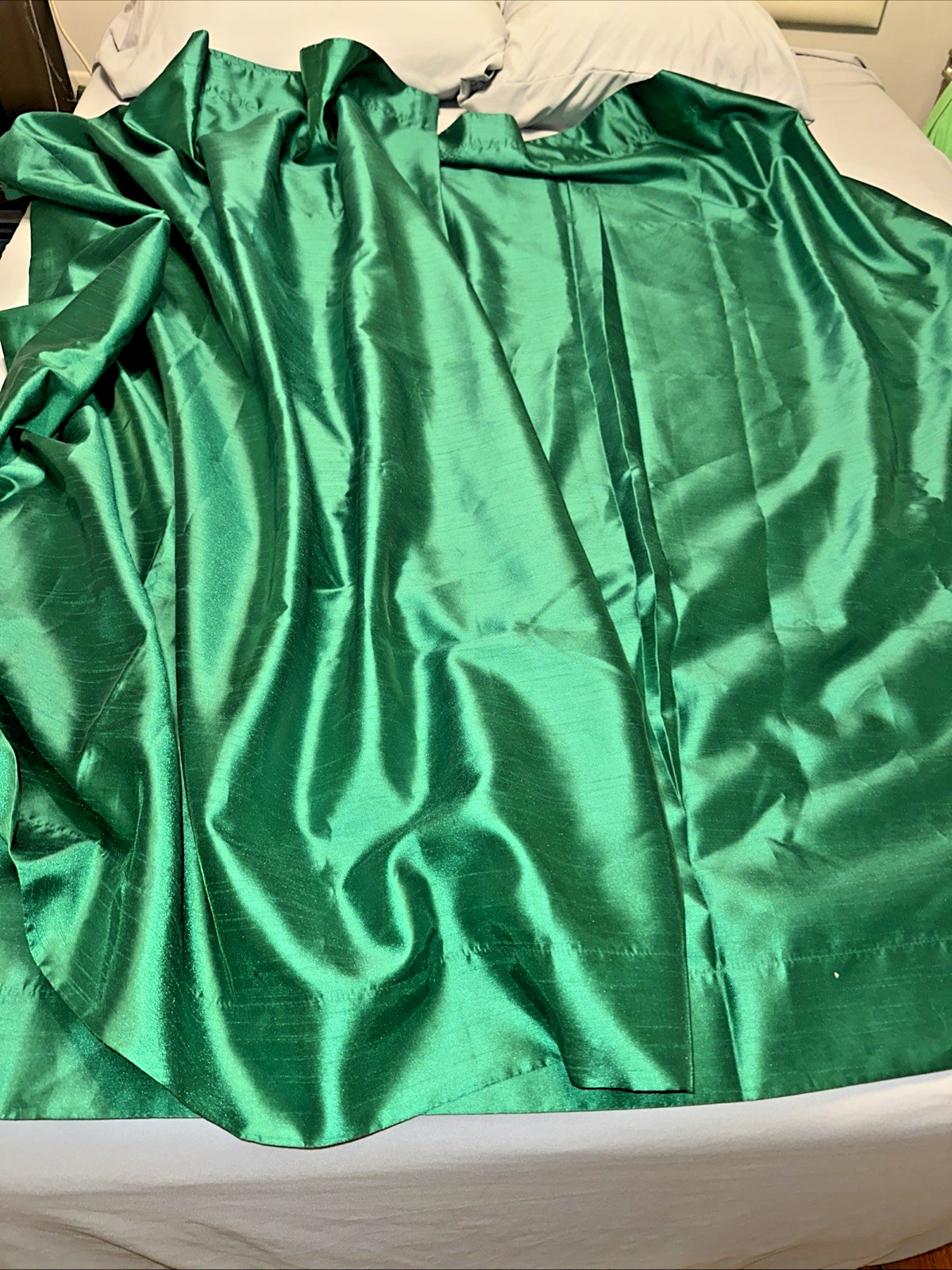 Two Panels Deep Green Lined Drapes 60″L X 50″ W each NWOT