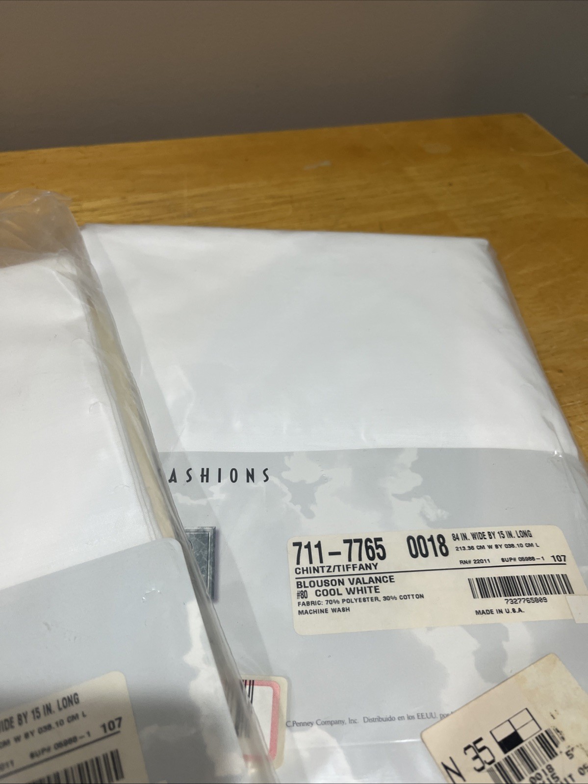 JC Penney Home Tiffany Blouson Valance 84×15″ Cool White Window Set Of 2