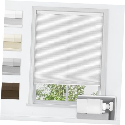 No Tools No Drill Cordless Cellular 22″ W x 36″ H Light Filtering-white