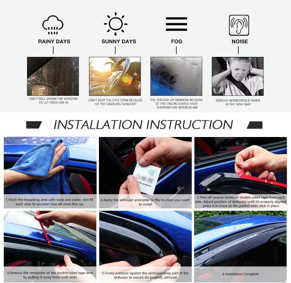 Window Visors Compatible with 2012-2016 Subaru Impreza & 2015-2021 WRX STI, Acry