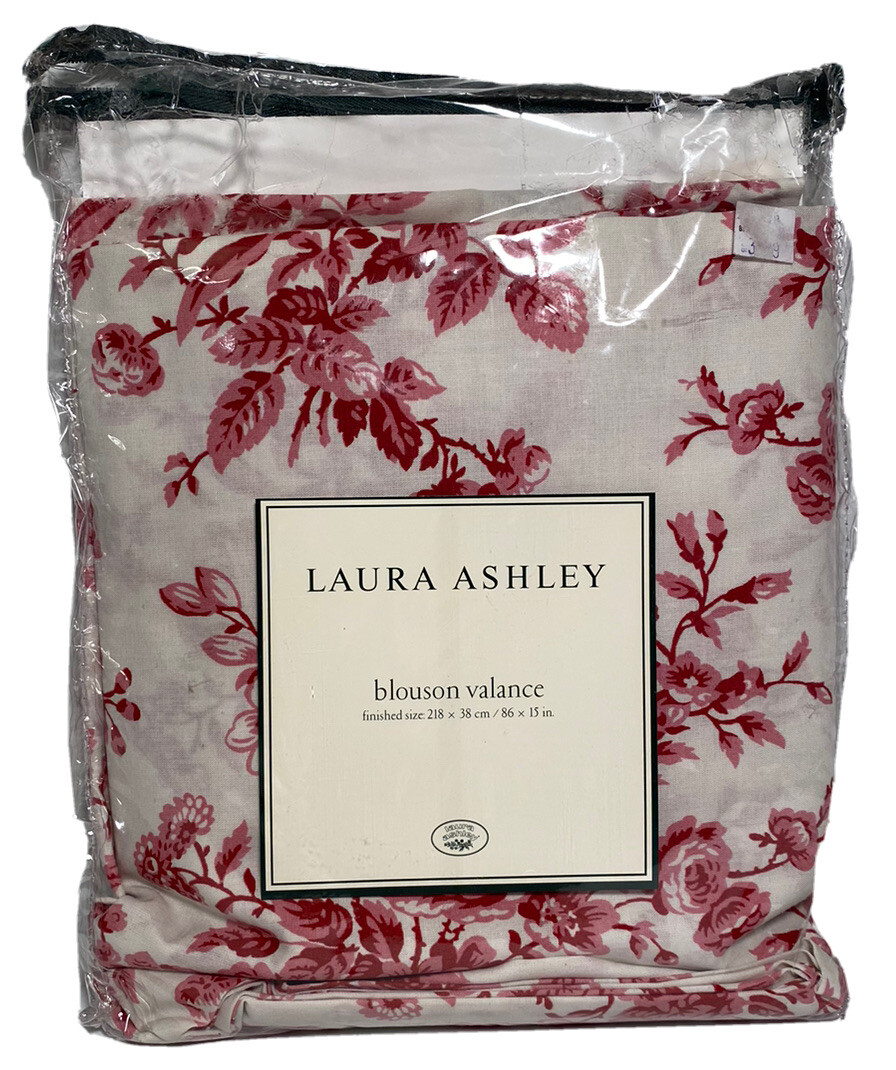 Vintage Laura Ashley Window Valance Blouson Colette Red 86 In X 15 In Red White