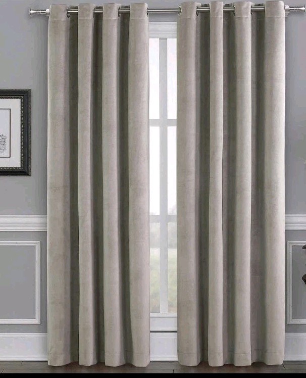 Total Blackout Velvet Window Curtain, 52in – 84in, Oatmeal 2-pack Grommet