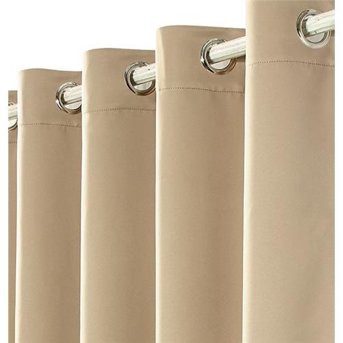 Plain Thermal BLACKOUT LINED EYELET Ring Top Curtains with Tie Backs