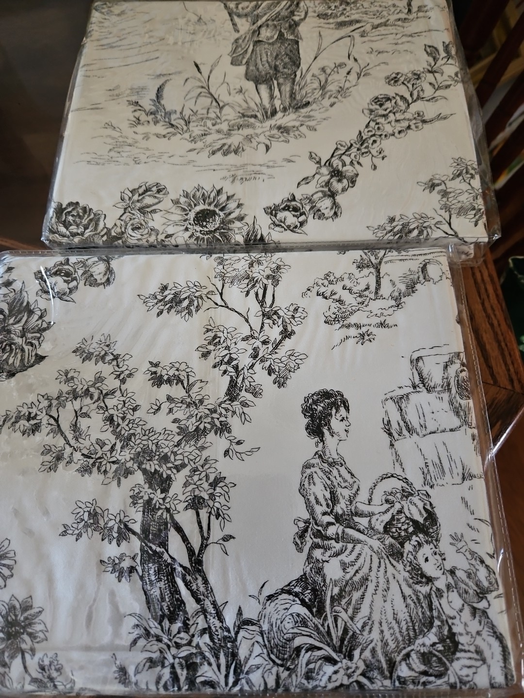 Enchanted Toile Country Toile Lot Of 2 Valances By Extreme Linen 80″ X 17″ Each