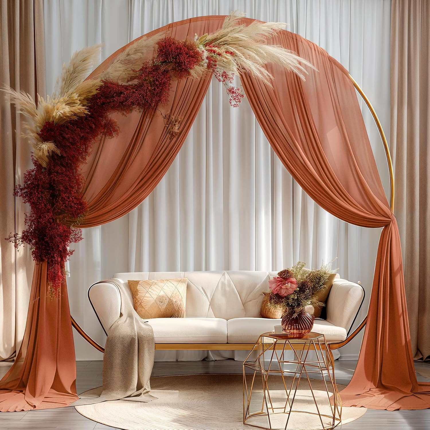 Terracotta Wedding Arch Draping Fabric 1 Panel 30” x 20FT Terracotta Drapes She