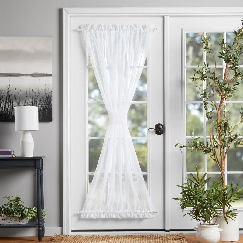 Crushed Voile Single Door Curtain Panel Semi-Sheer Light Filtering Indoor Use