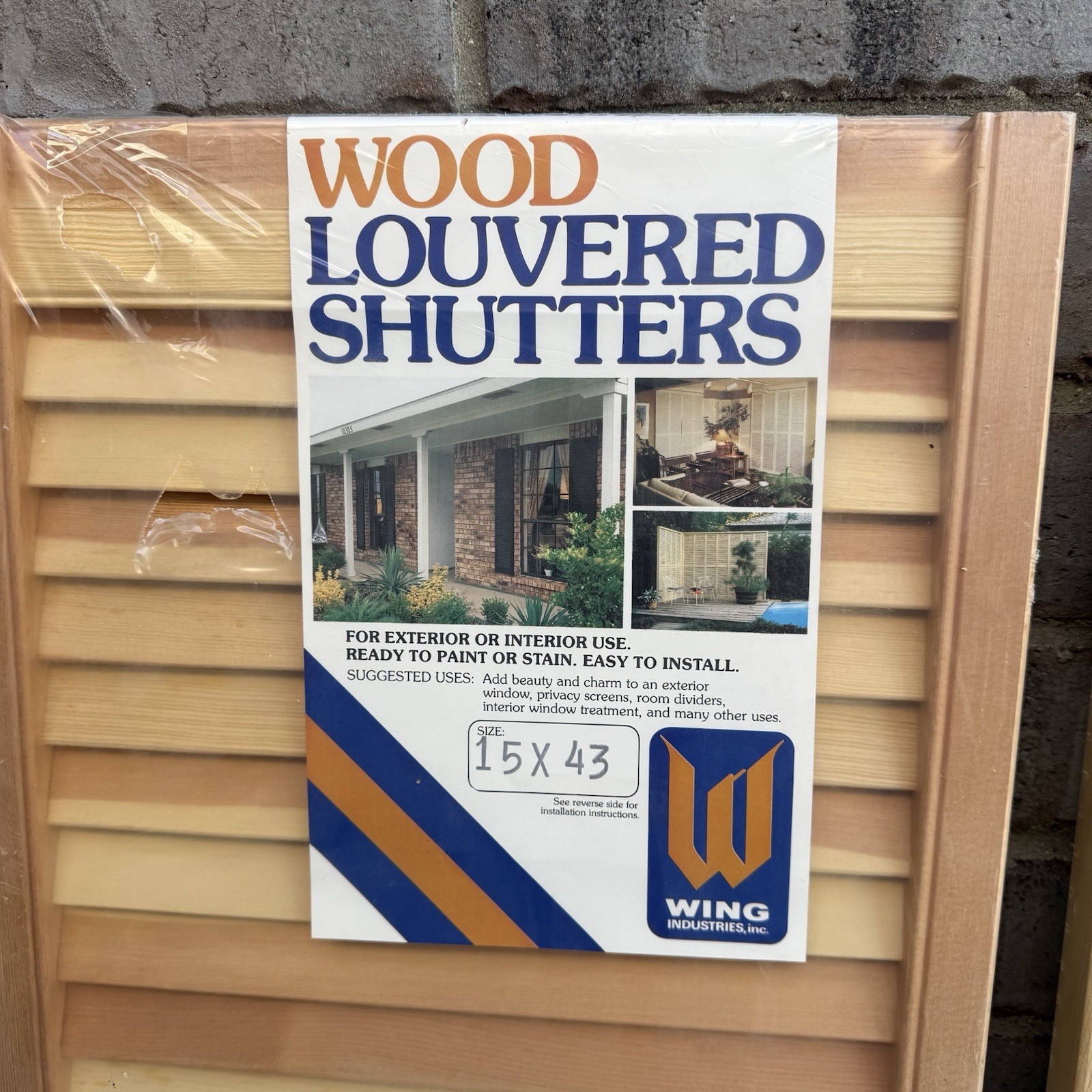Pinecroft SHL43 Exterior Louvered Shutters 15 x 43 in. – Set of 2