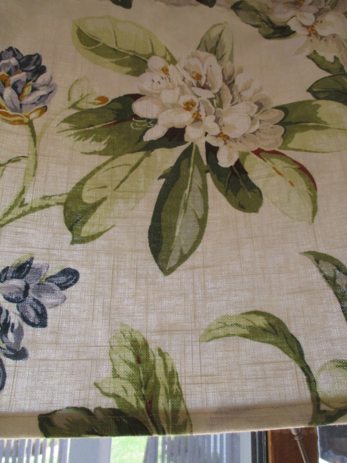 7 AVAILABLE Linen Blend Floral Valance Custom 16″ x 52″ Cream Green