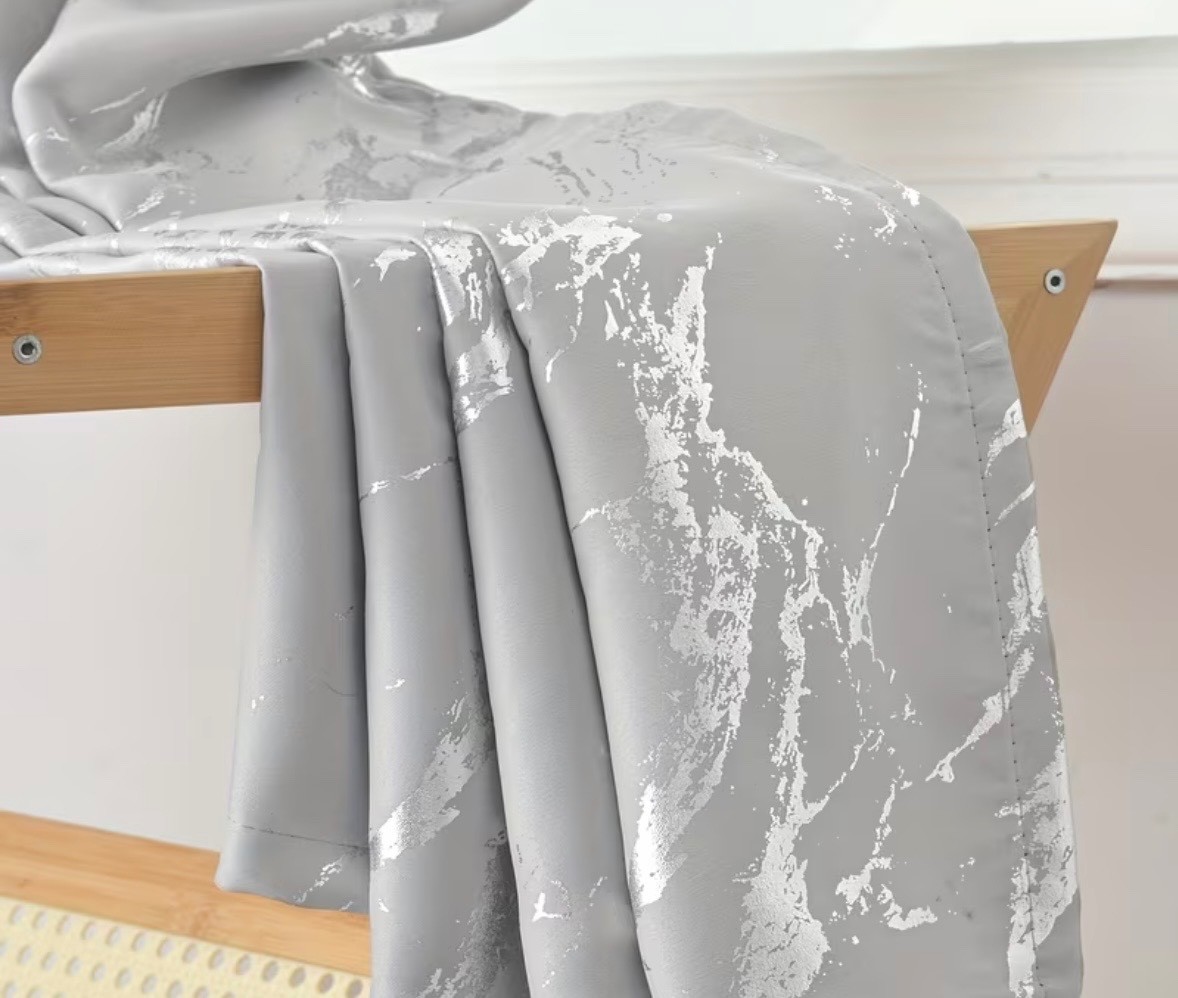2 pannel Silver/Gray Abstract 104″ longX 54″ wide silver Gromments