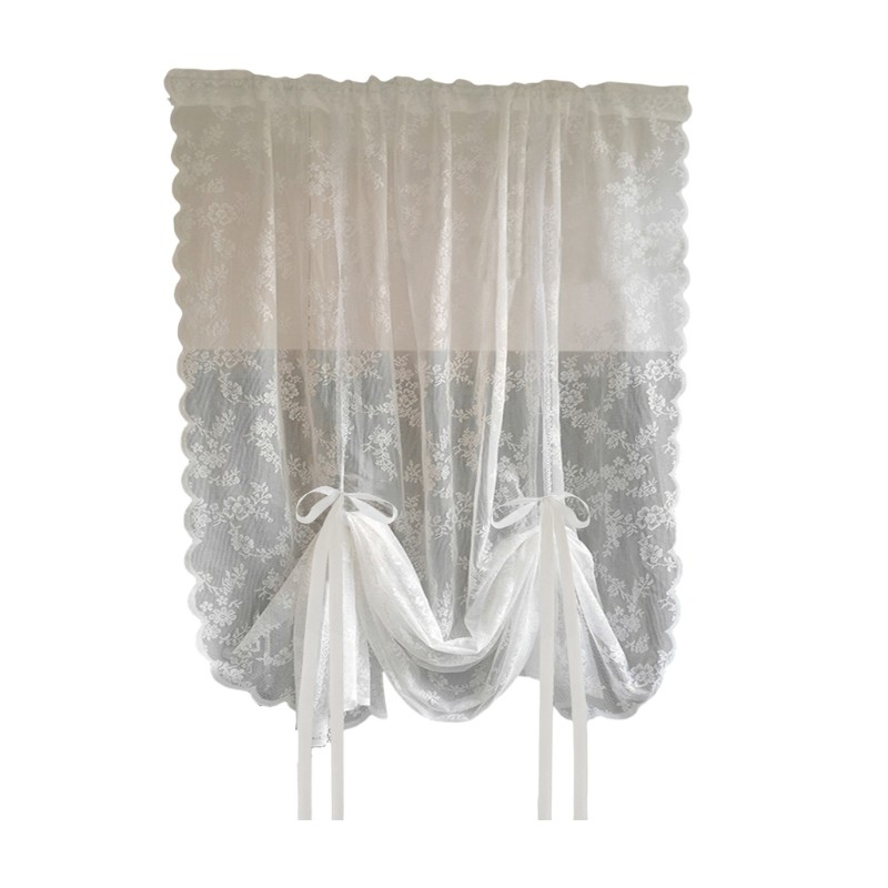 Soft Breathable White Lace Pulling Curtain for Dining Room Bedroom Kitchen
