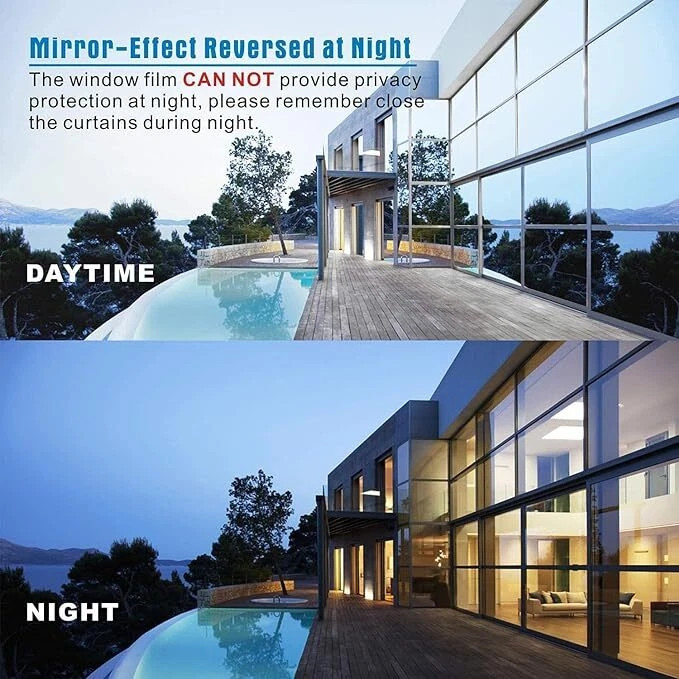 Blue One Way Mirror Privacy Window Film UV Reflective Sun Block For Home office