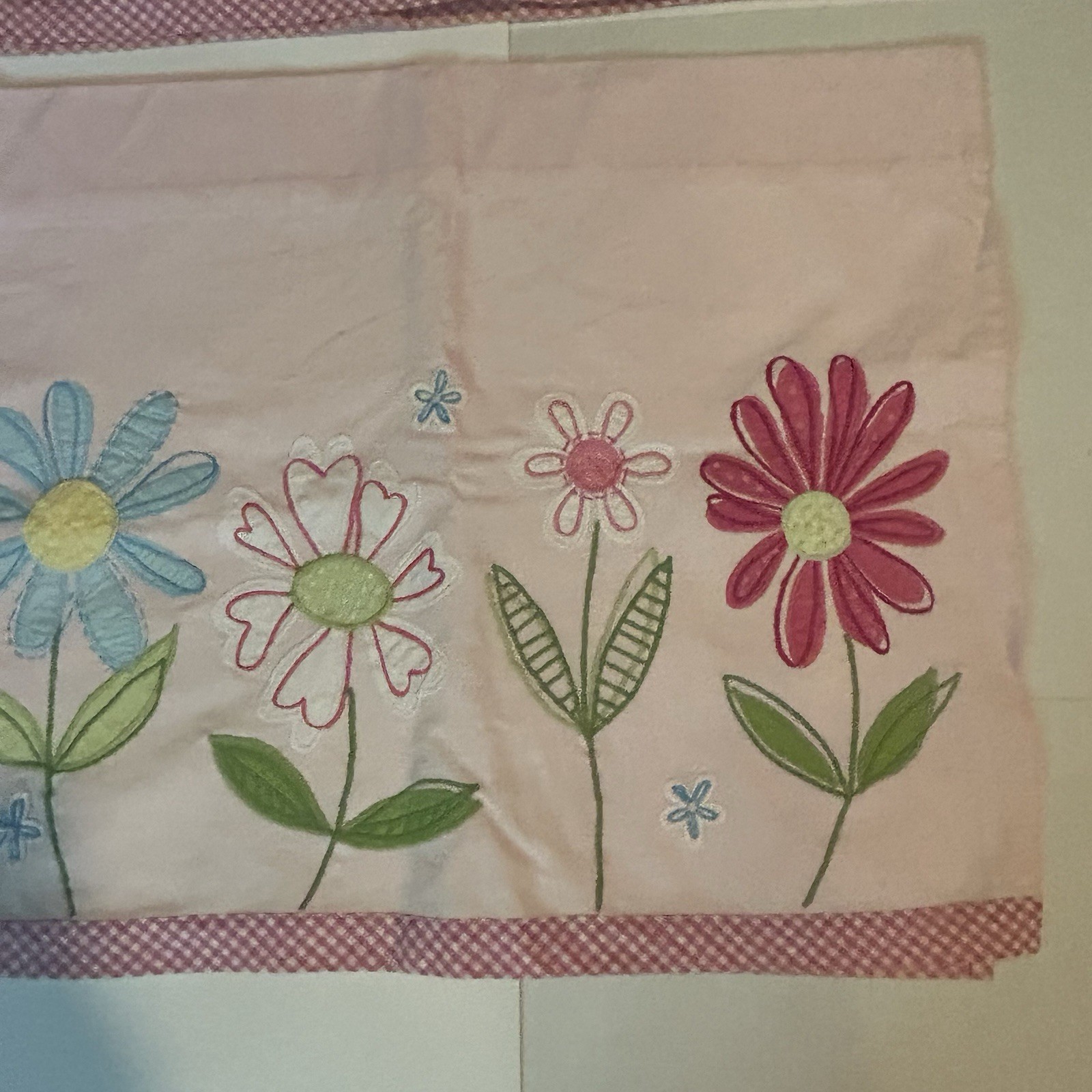 Pottery Barn Kids Daisy Garden Window Valances Set of 2 Pink Floral 44 x 18 READ