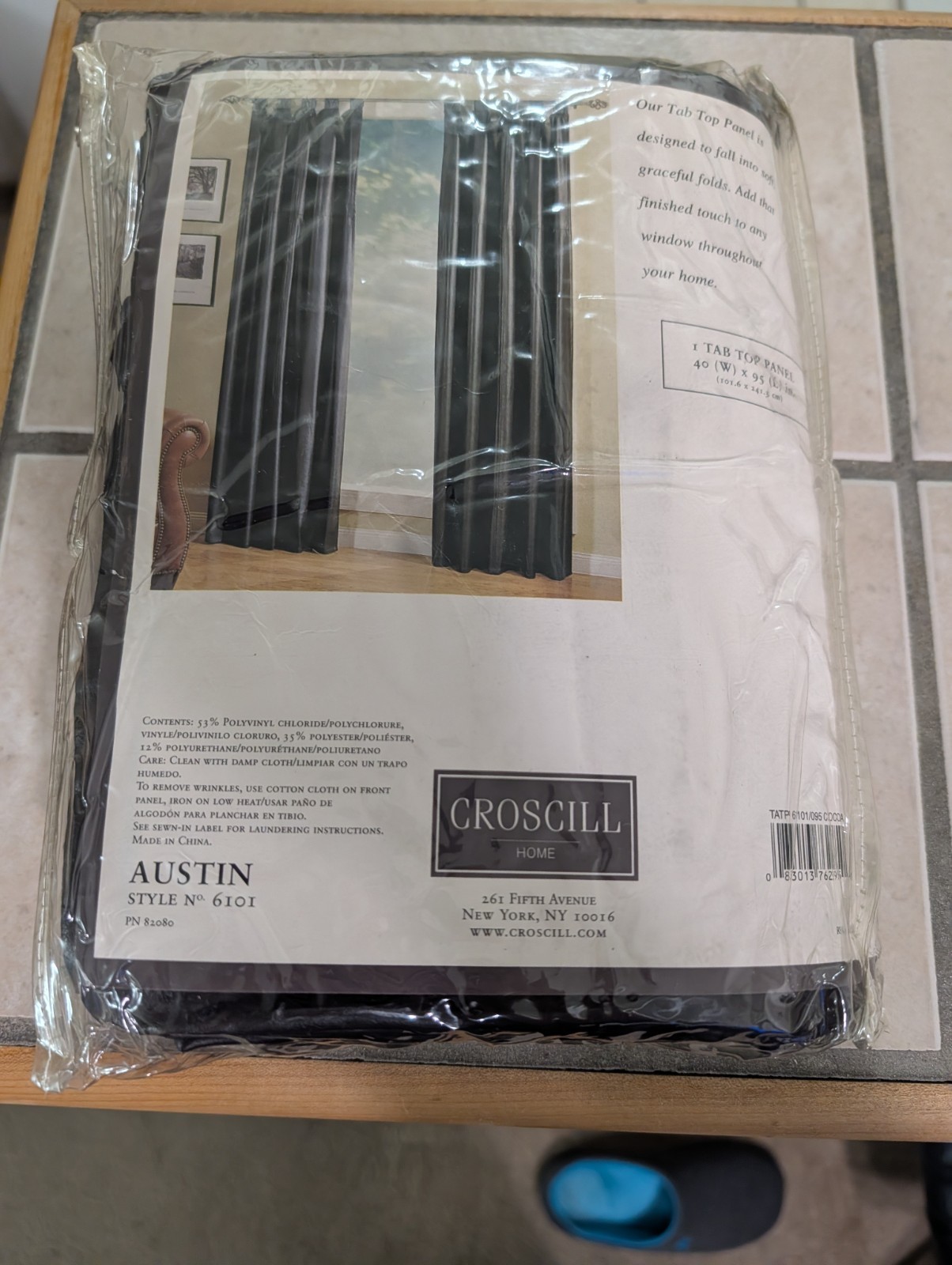 Croscill Home Tab Top Curtain Panel 40” X 95” Brown Cocoa Faux Leather FREE D SH