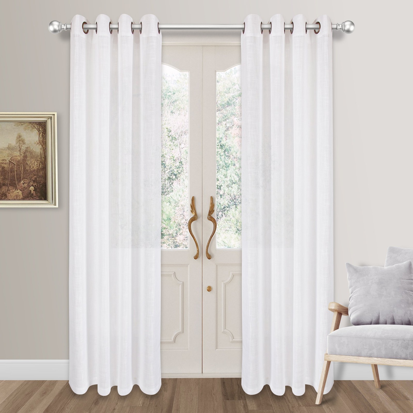 VOILYBIRD Palma Linen Textured Semi Sheer Curtains for Living Room 96 Inches …