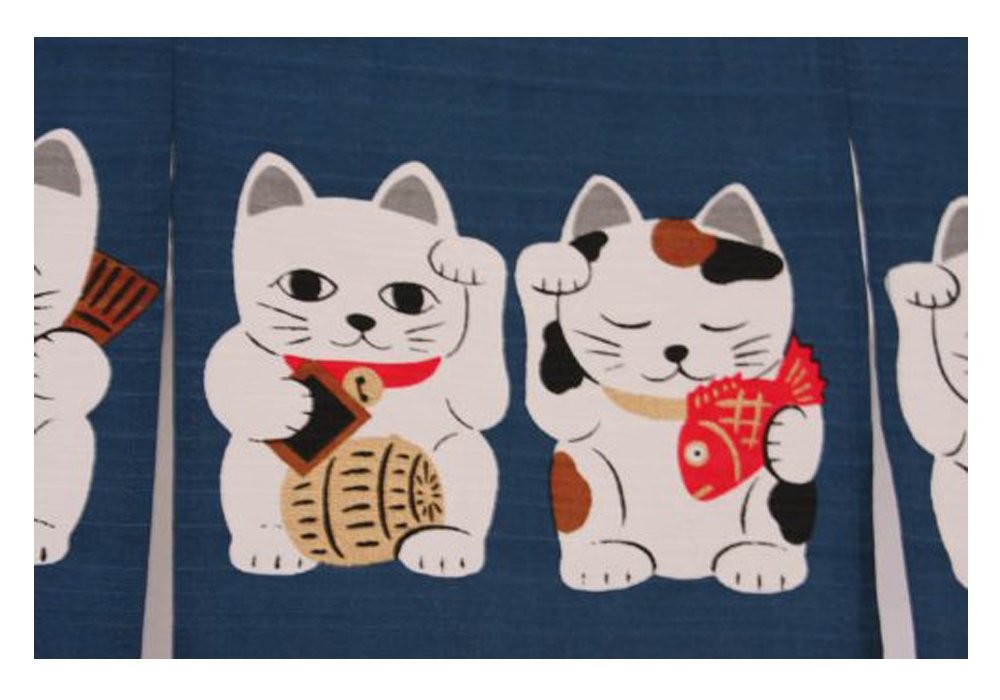 Noren (Japanese Curtain) Seven Beckoning Cat/Maneki Neko 17-507 85×30cm from …