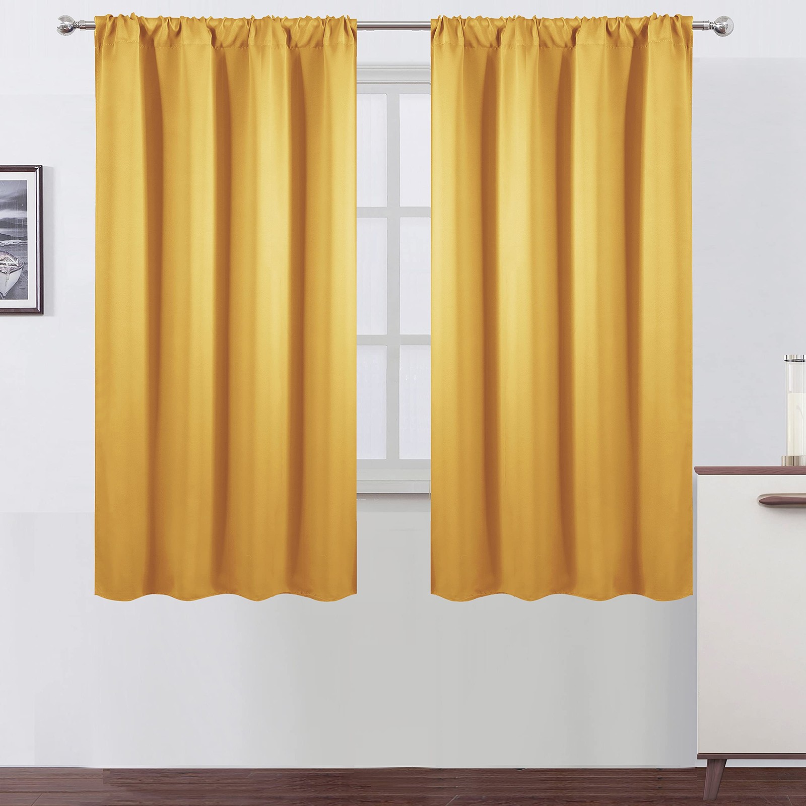 Lemomo Yellow Blackout Curtains/42 X 63 Inch/Set Of 2 Panels Room Darkening