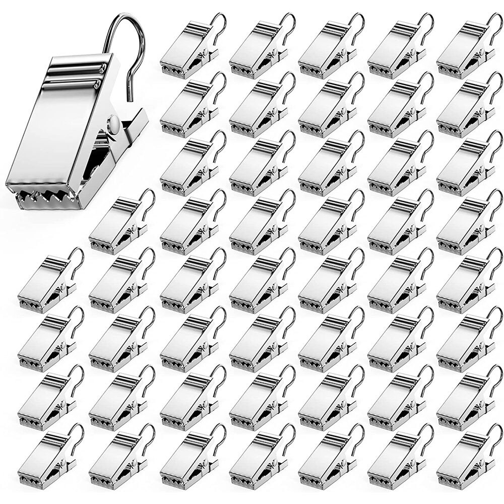 For Curtain Photos Home Decor Stainless Steel Curtain Clips w/ Hook 50/100pcs
